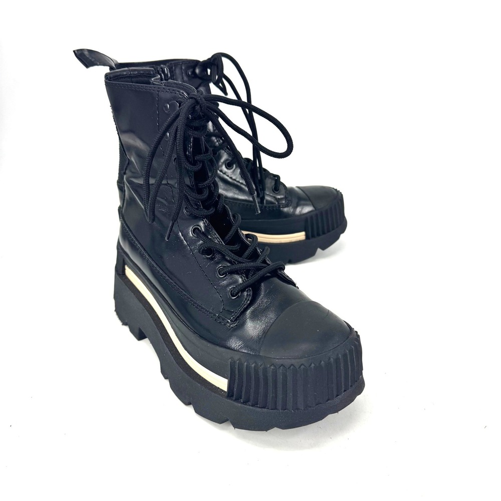 4CCCCEES ESKER MARS BLACK PLATFORM LUGSOLE COMBAT BOOTS SIZE 39